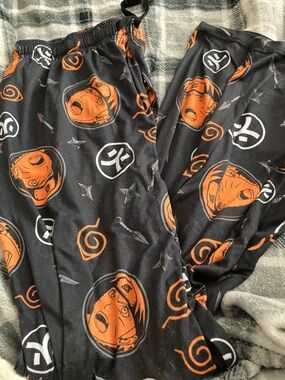 Men's Black and Orange Graphic Jogger Pants